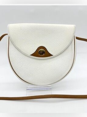 Christian Dior White and Tan Crossbody Saddle Bag